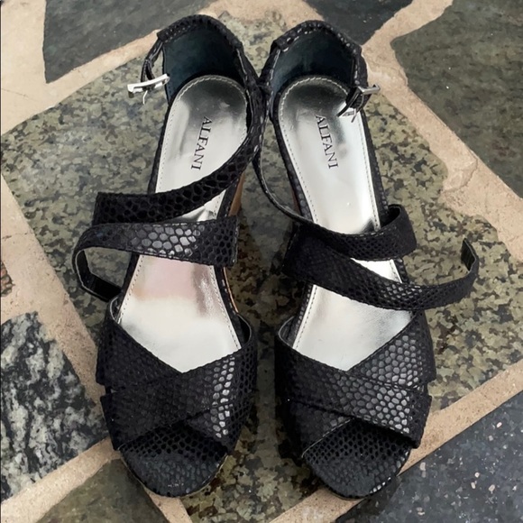 Alfani Shoes - New Alfani Women's Jersey Black Wedges